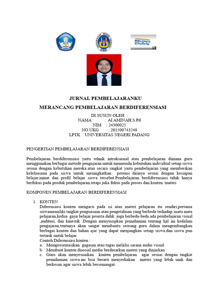 Jurnal Pembelajaran Berdiferensiasi | PDF