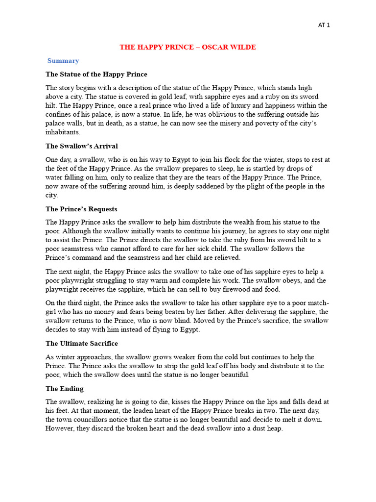 THE HAPPY PRINCE Summary | PDF