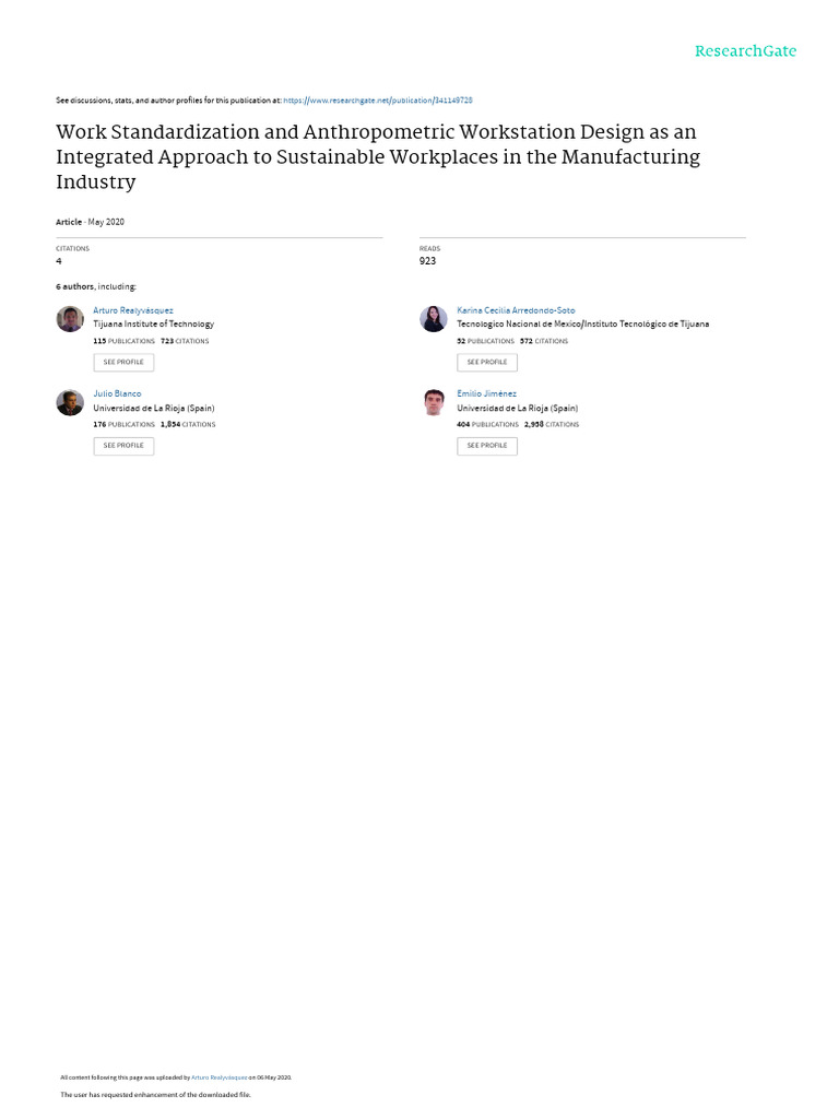 Work Standardization and Anthropometric Workstation Design As An ...