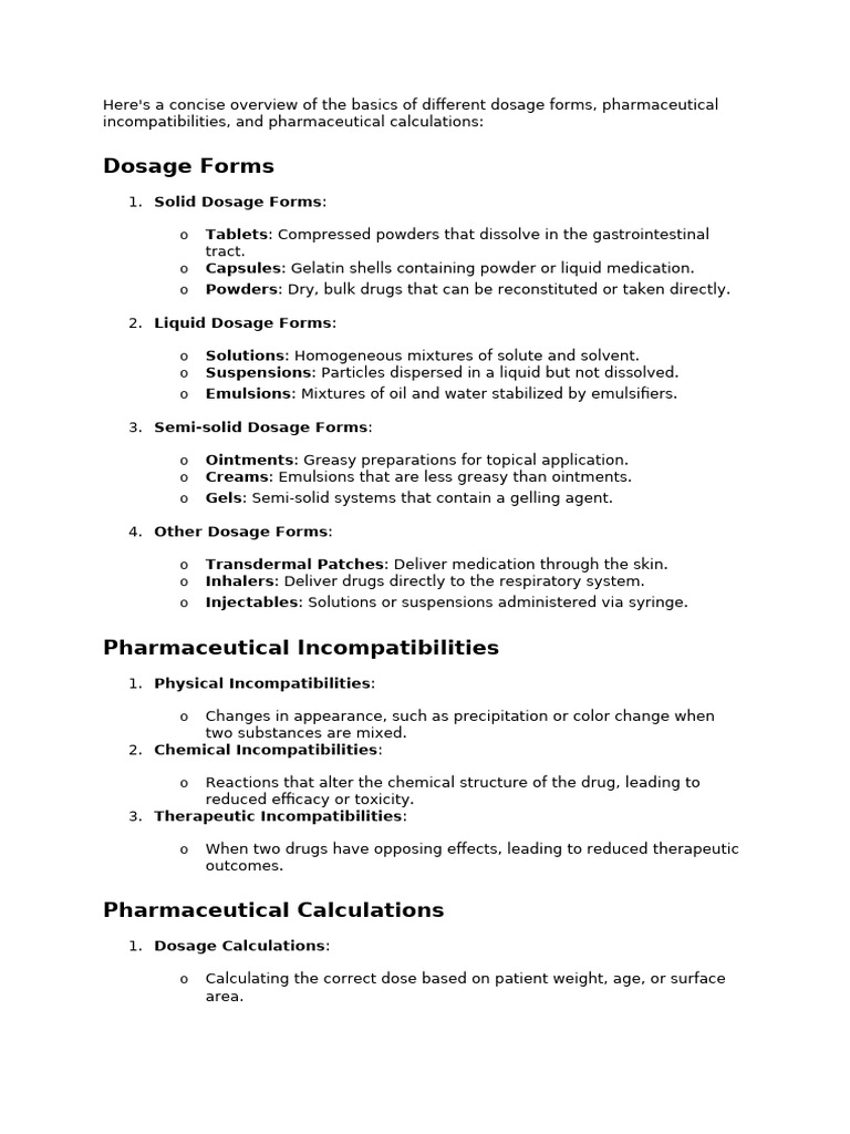 Overview of Dosage Forms and Calculations | PDF | Topical Medication ...