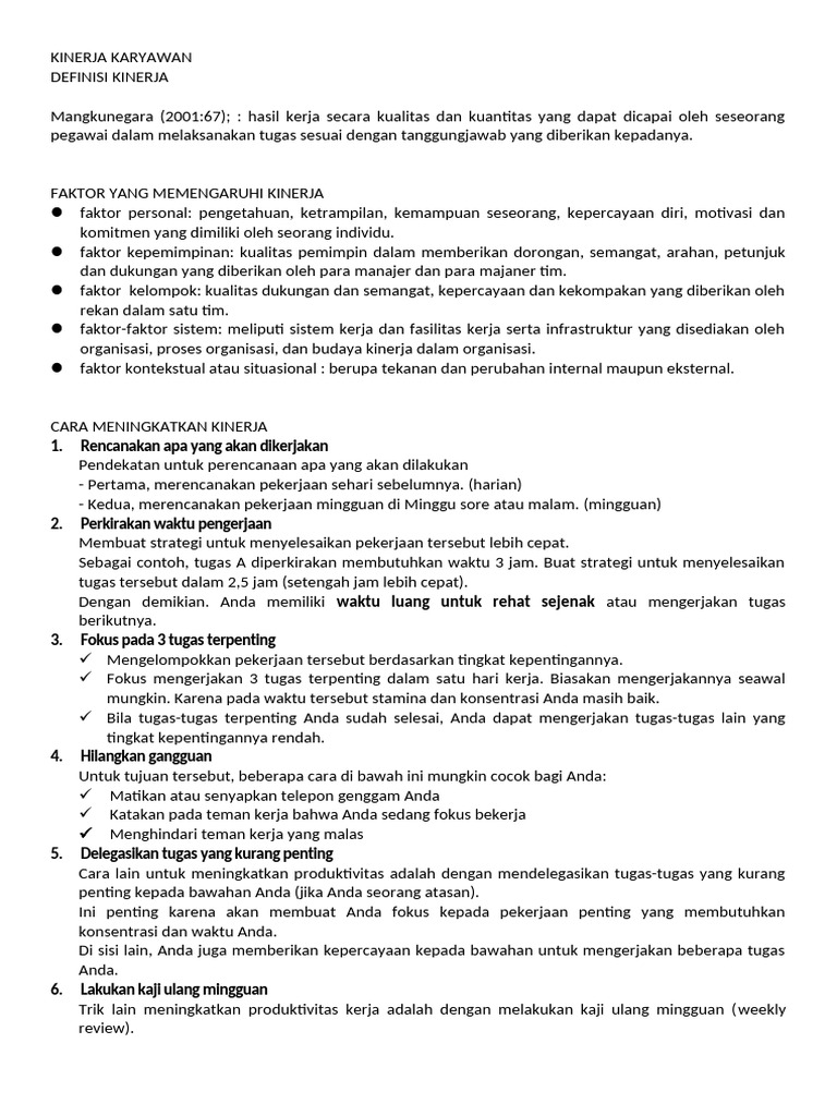 Bahan Presentasi Kinerja Pdf