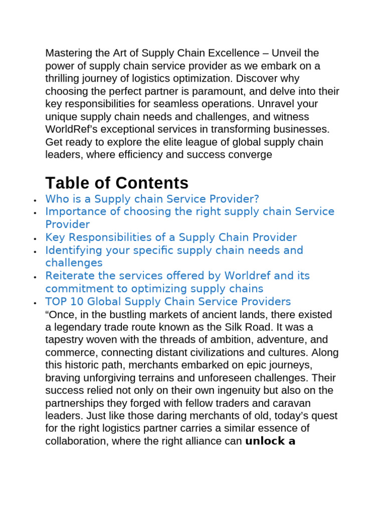 Mastering The Art of Supply Chain Excellence | PDF