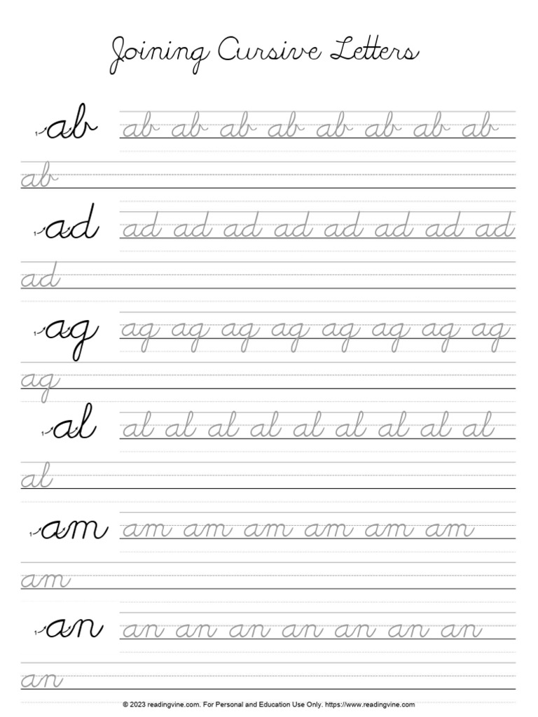 Cursive Letter Joining A Z | PDF