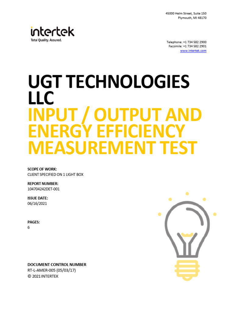 Input - Output and Energy Efficiency Measurement Test | PDF