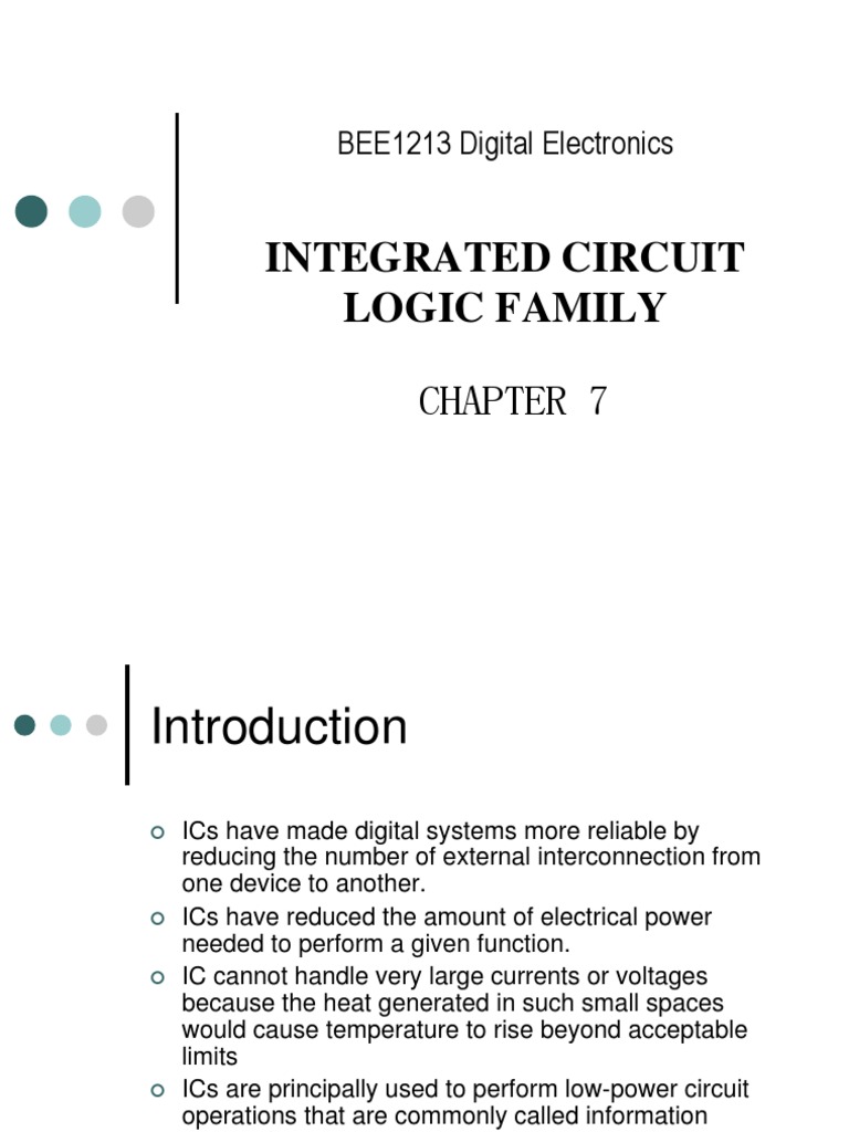 Chapter 7 - IC Logic Family | PDF | Integrated Circuit | Electronic ...