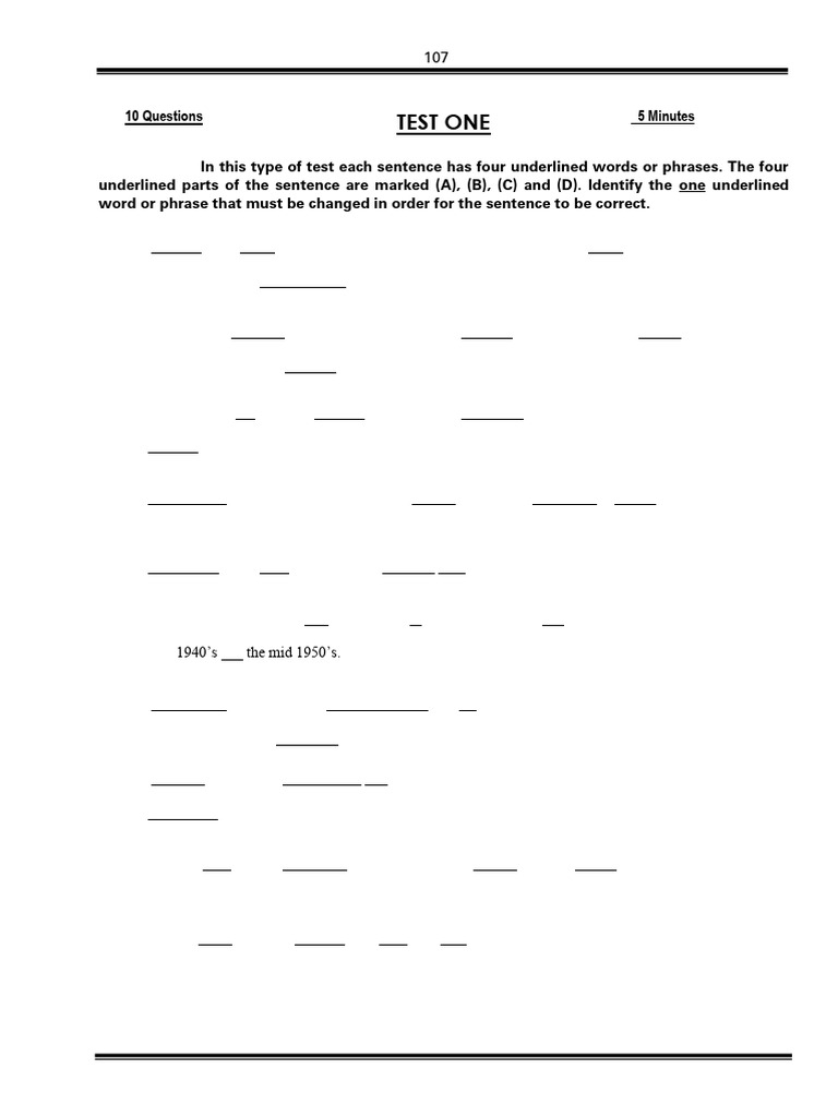 Written Expression Test Sample