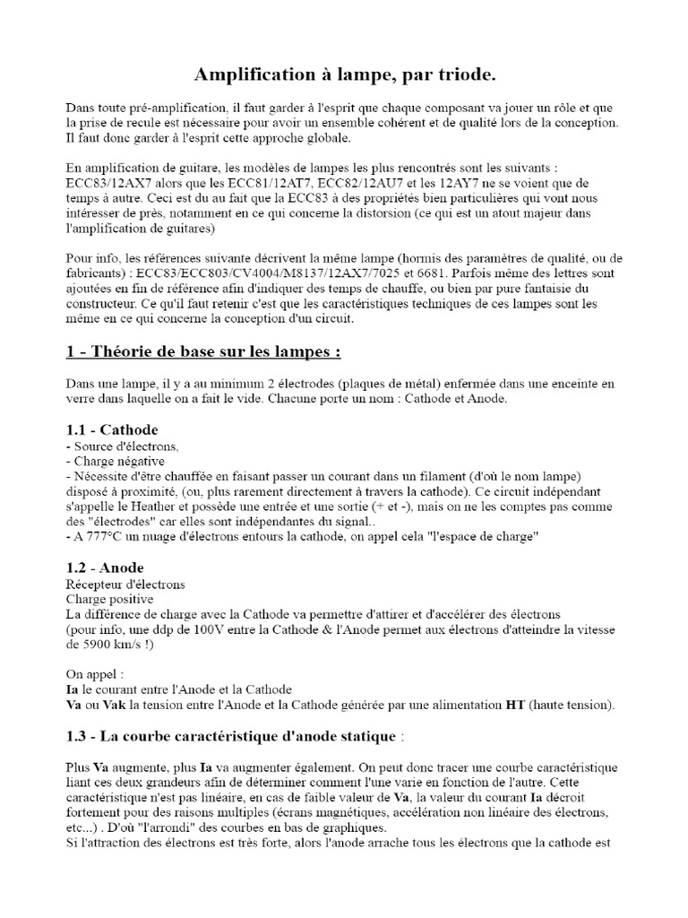 Amplification À Lampe, Par Triode PDF — free download