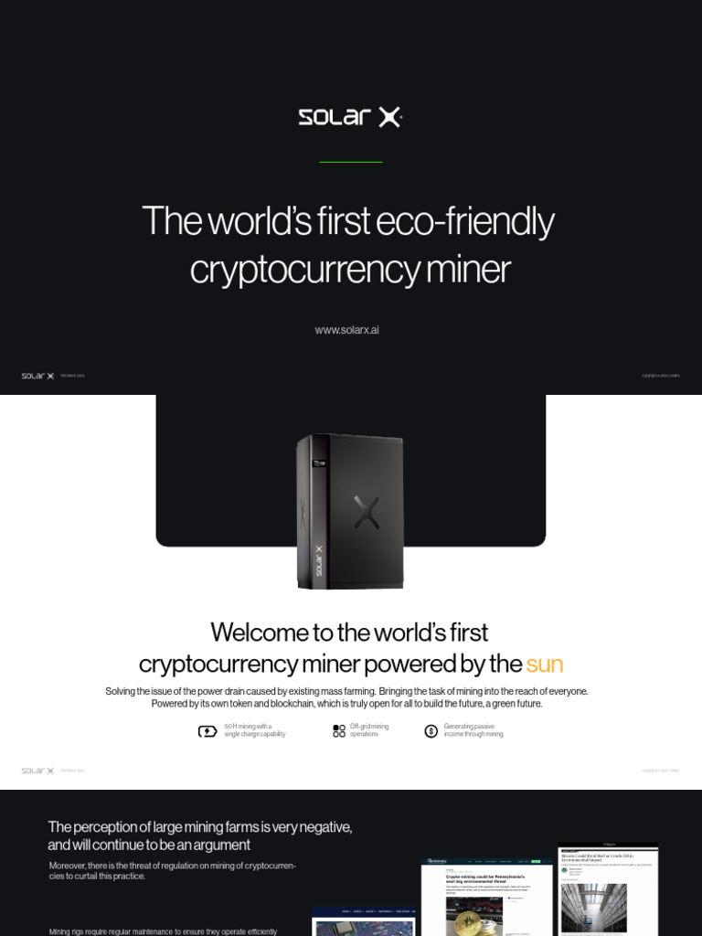 SolarX, 2024 Pitchdeck | PDF | Cryptocurrency | Mining