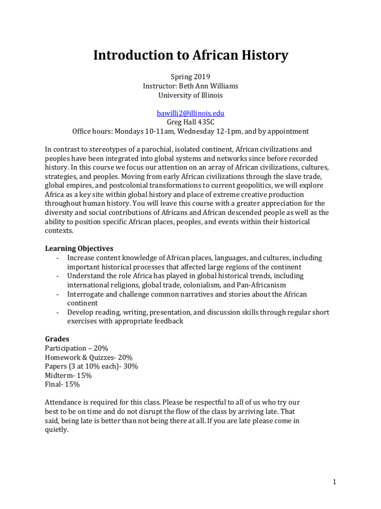 Introduction to African History Course | PDF | Pan Africanism | Plagiarism