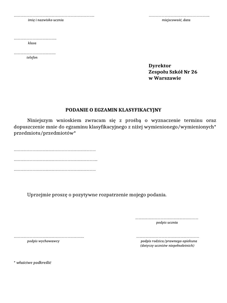 podanie-o-egzamin-klasyfikacyjny-pdf