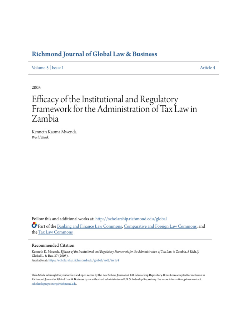Efficacy Of The Institutional And Regulatory Framework For The Ad Pdf