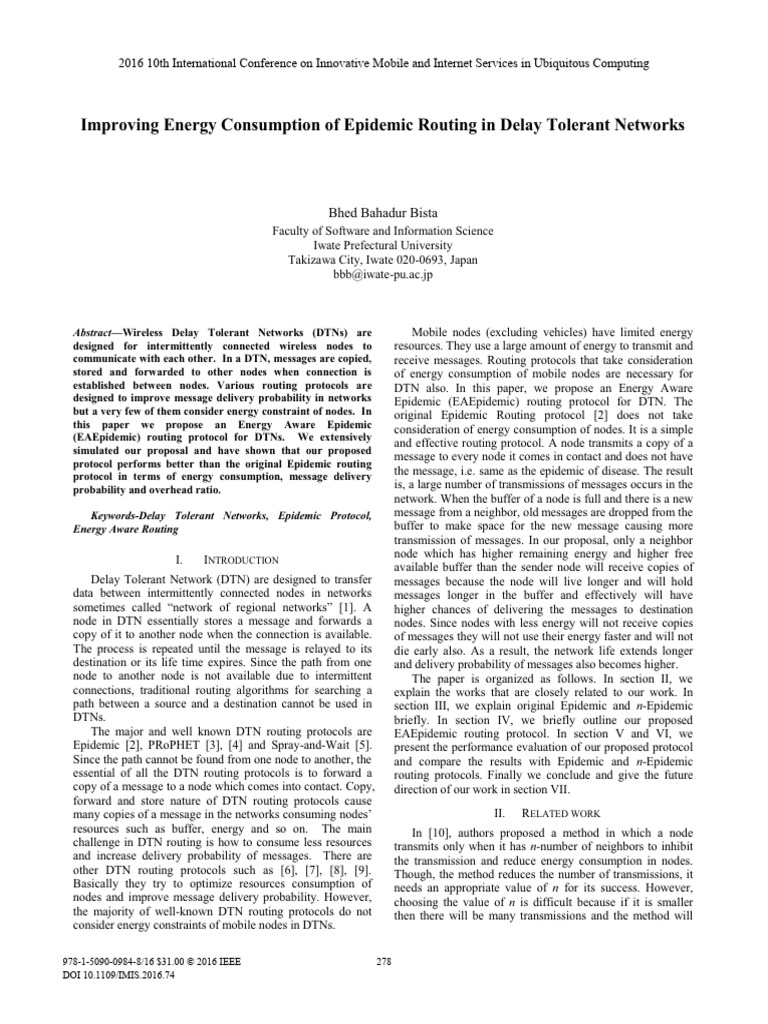 Improving Energy Consumption of Epidemic Routing in Delay Tolerant ...
