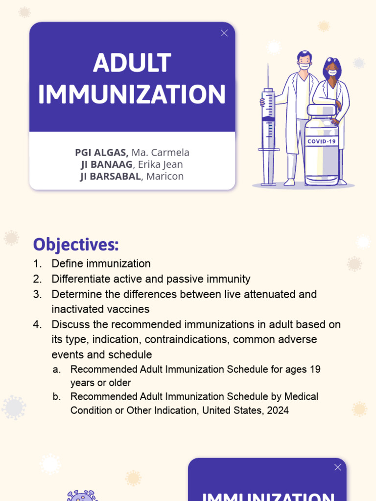 Adult Immunization Final Presentation | PDF