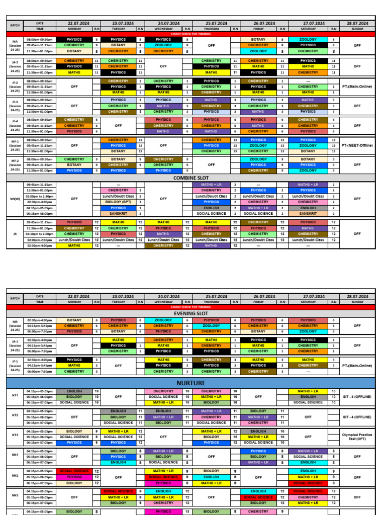 Time Table Format - 22072024 | PDF