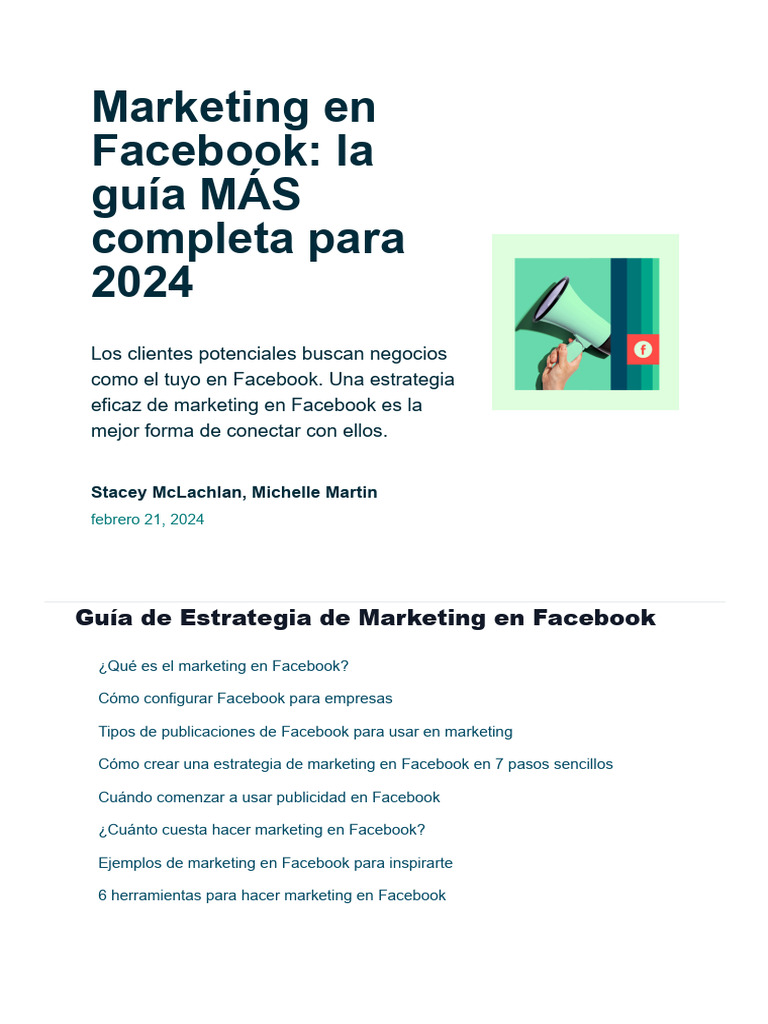 Marketing en Facebook - La Guía MÁS Completa para 2024 | PDF