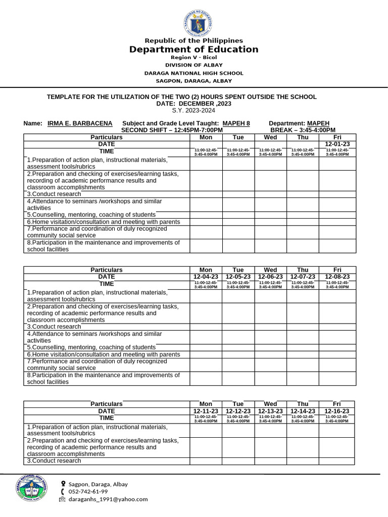 Template for the utilization of the two pdf