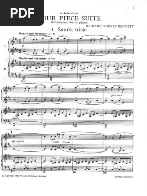 アート・デザイン・音楽 RICHARD RODNEY BENNETT/ FOUR PIECE SUITE Richard Rodney Bennett: Four Piece Suite (Music Sales
