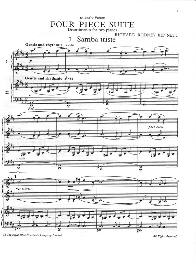 アート・デザイン・音楽 RICHARD RODNEY BENNETT/ FOUR PIECE SUITE Richard Rodney Bennett: Four Piece Suite (Music Sales