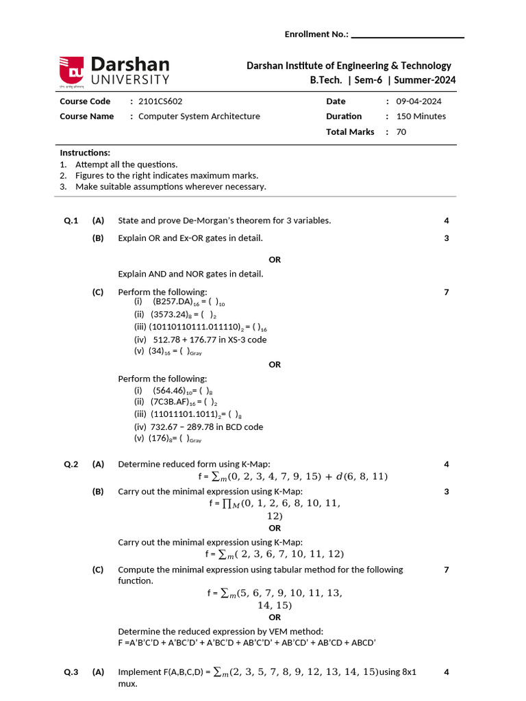 2101CS303 150 Question Paper | PDF