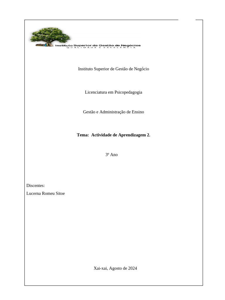 Actividade de Aprendizagem 2 - 083223 | PDF | Inovação | Carreira e ...