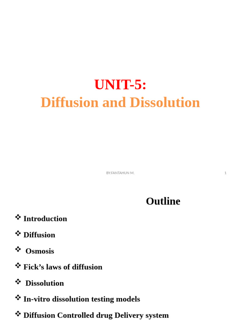 Diffusion and Dissolution | PDF