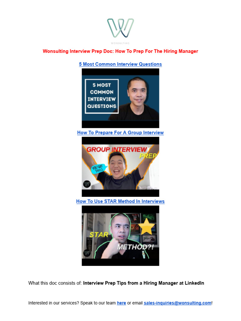 (MAKE A COPY) Wonsulting Interview Prep Questions | PDF | Cognition ...