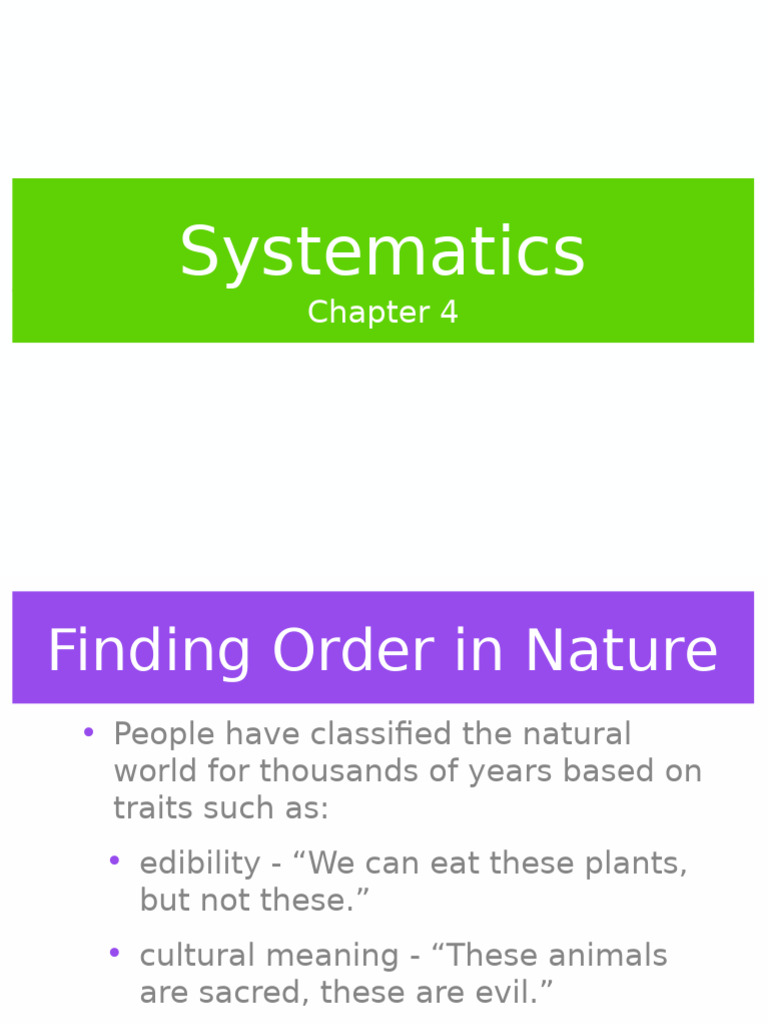 Chapter4 Systematics | PDF | Eukaryotes | Phylogenetics