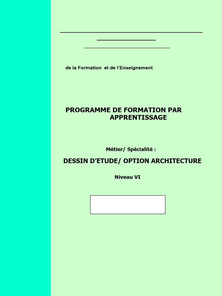 Programme de Formation en Dessin d'Étude | PDF | Pédagogie | Apprentissage