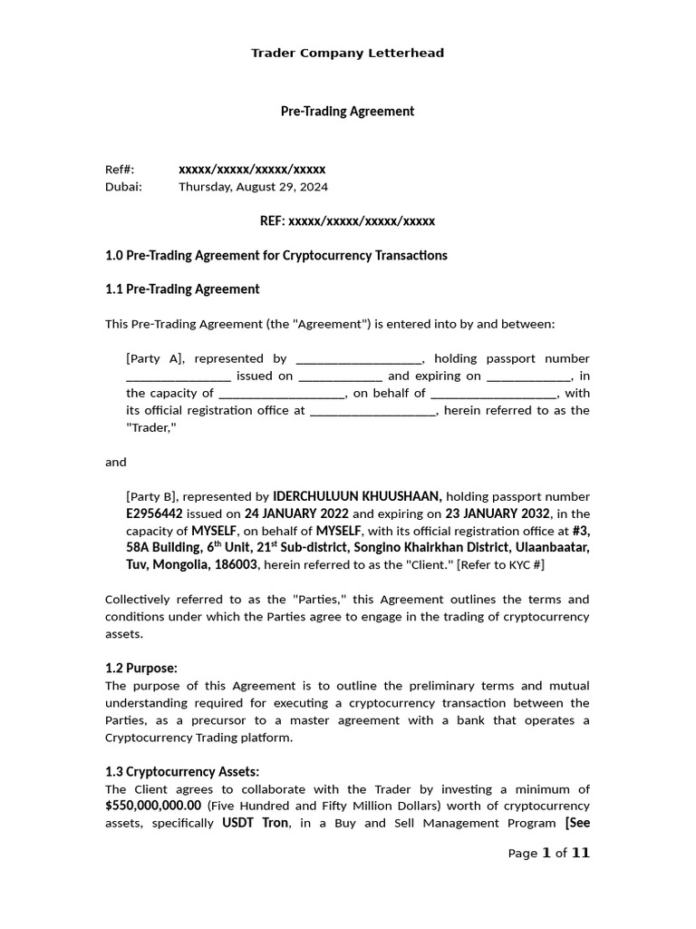 USDT Trading Agreement-ALEX | PDF