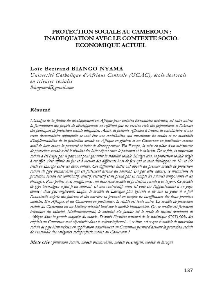 Inadequate Social Protection in Cameroon | PDF | Economies | Social Science