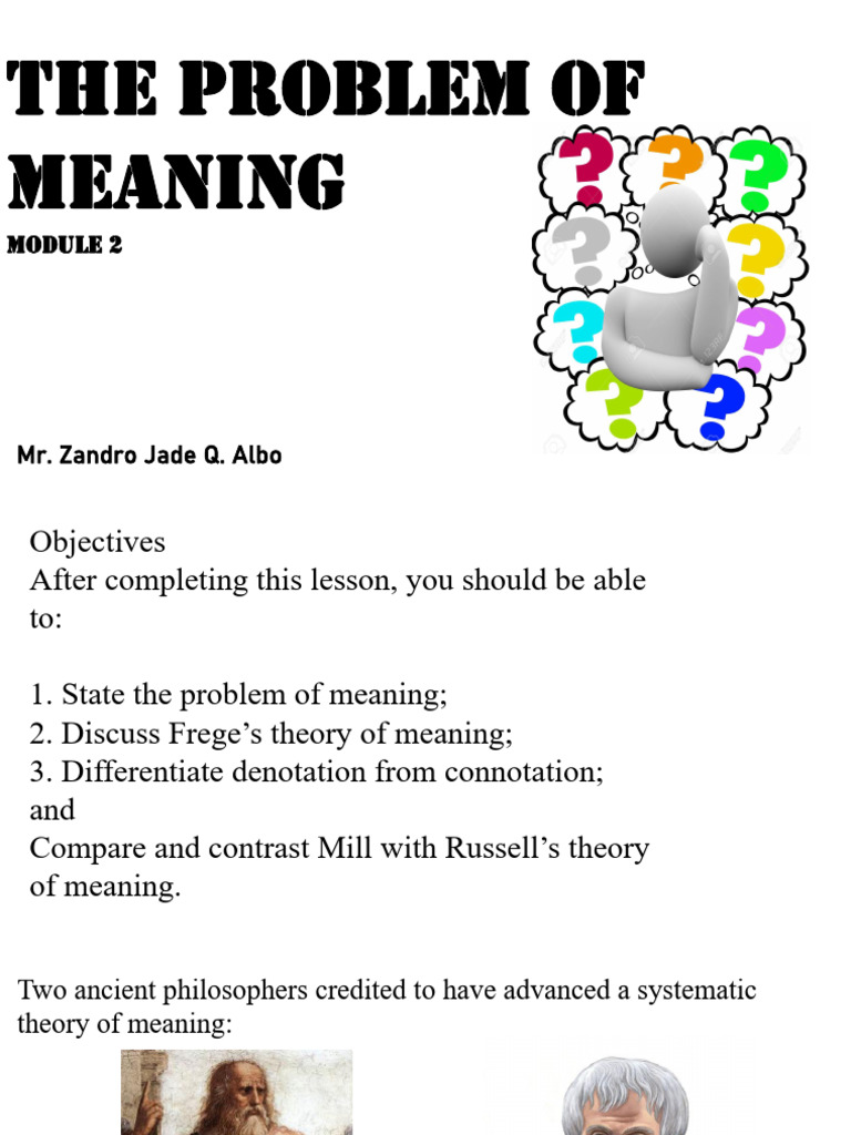 Logic Lesson 2 Problem of Meaning | PDF