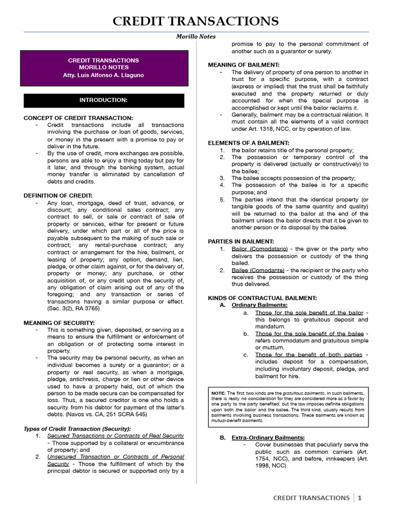 Credit Transaction | PDF