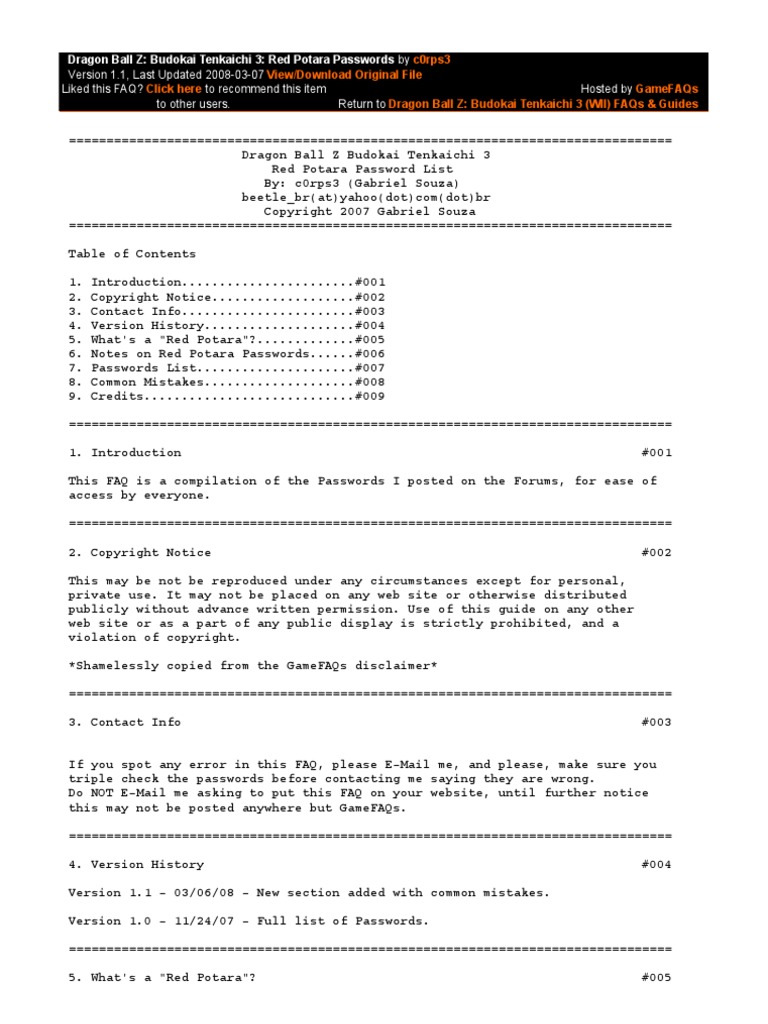 GameFAQs - Dragon Ball Z - Budokai Tenkaichi 3 (WII) Red Potara ...