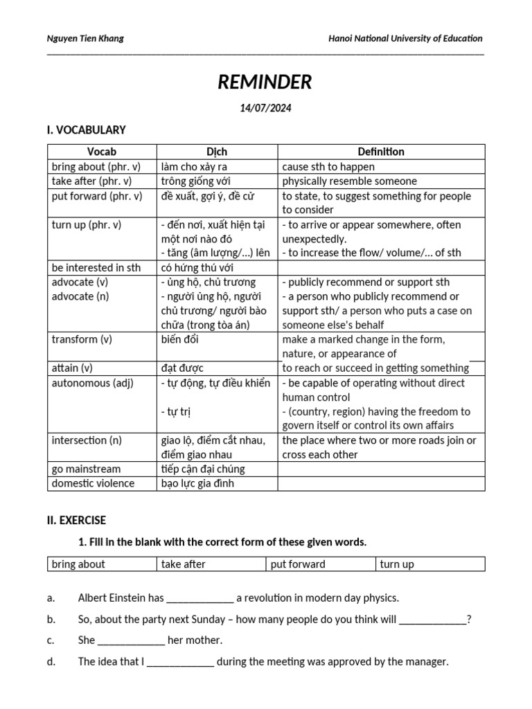 Reminder 140724 | PDF