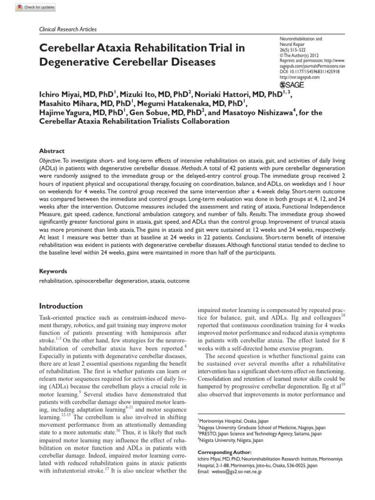 Miyai Et Al 2011 Cerebellar Ataxia Rehabilitation Trial in Degenerative ...