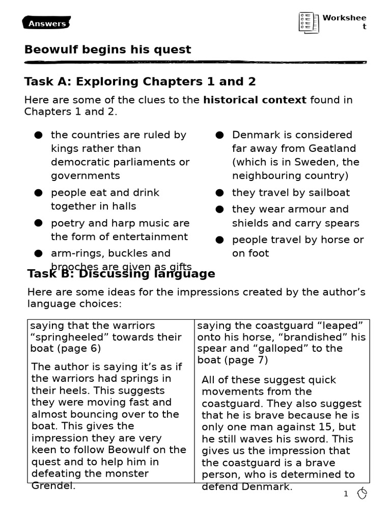 Worksheet Answers | PDF