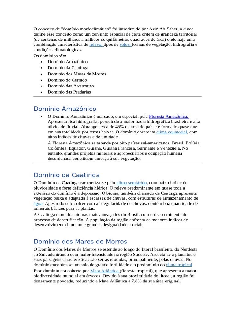 Domínios Morfoclimáticos Do Brasil. | PDF