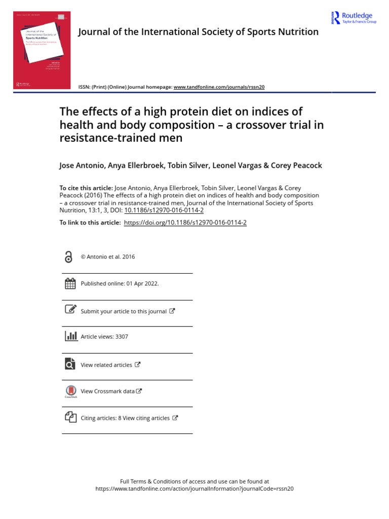 The Effects of A High Protein Diet On Indices of Health and Body ...