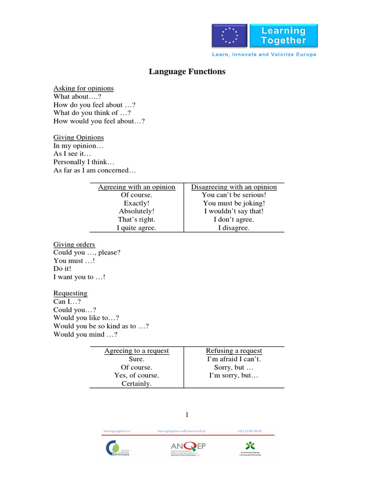 DAY 4 Language Functions | PDF