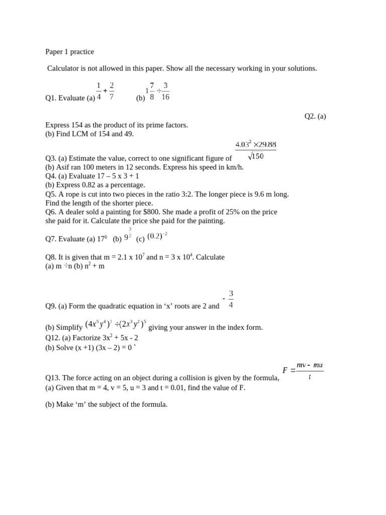 O1 Math | PDF
