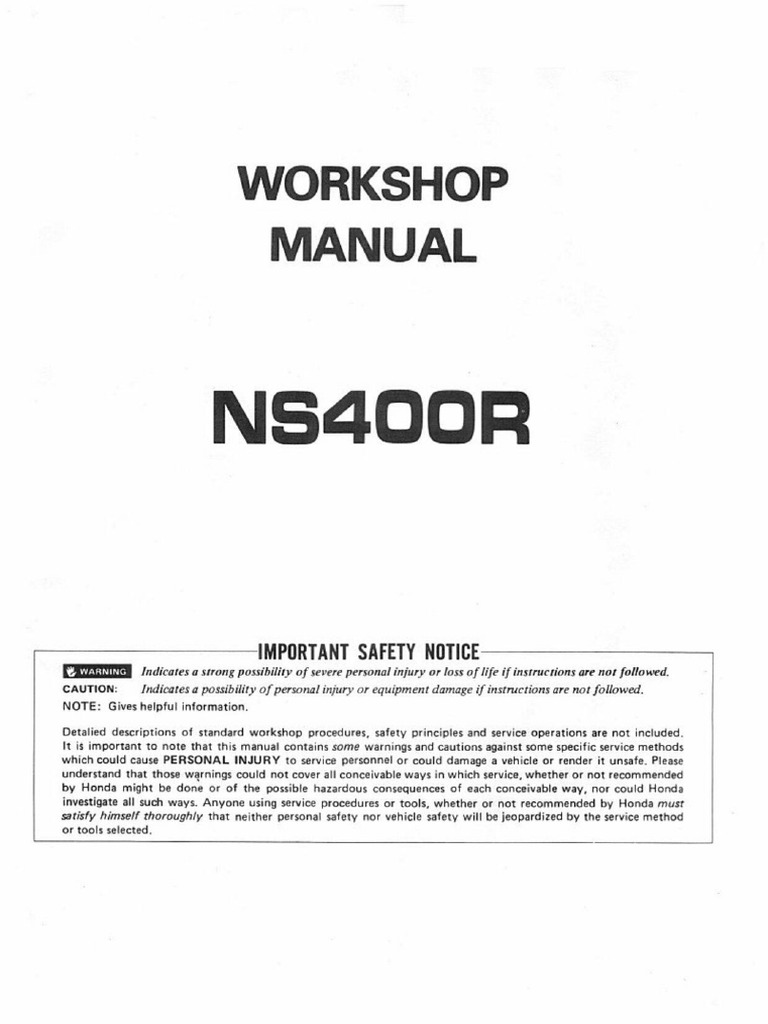 ホンダ NS400R サービスマニュアル NS400R Complete Manual | PDF