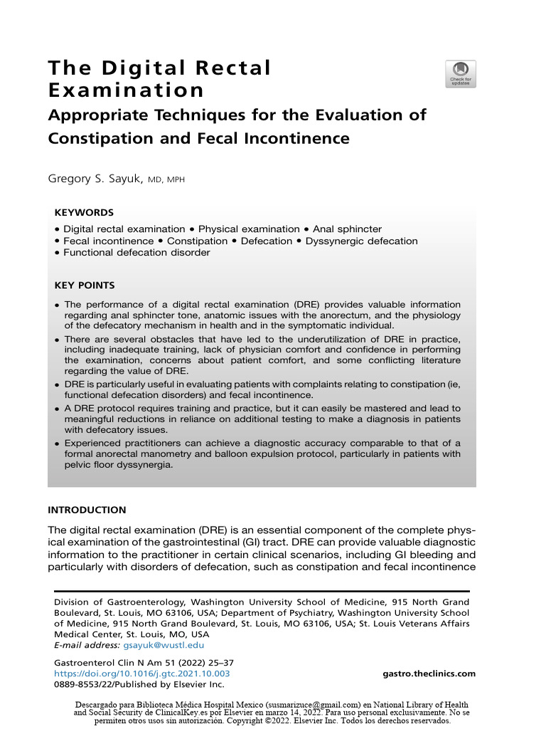 Thedigitalrectal Examination: Appropriate Techniques For The Evaluation ...