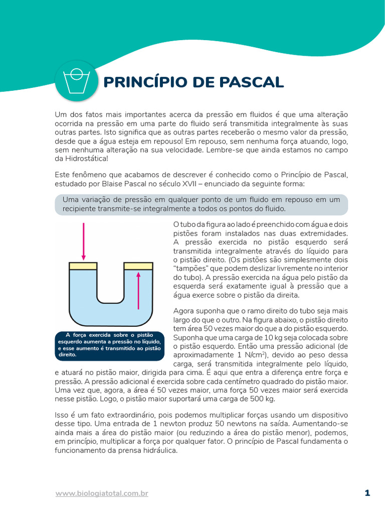 13.10 - Fluidos - Princípio de Pascal | PDF