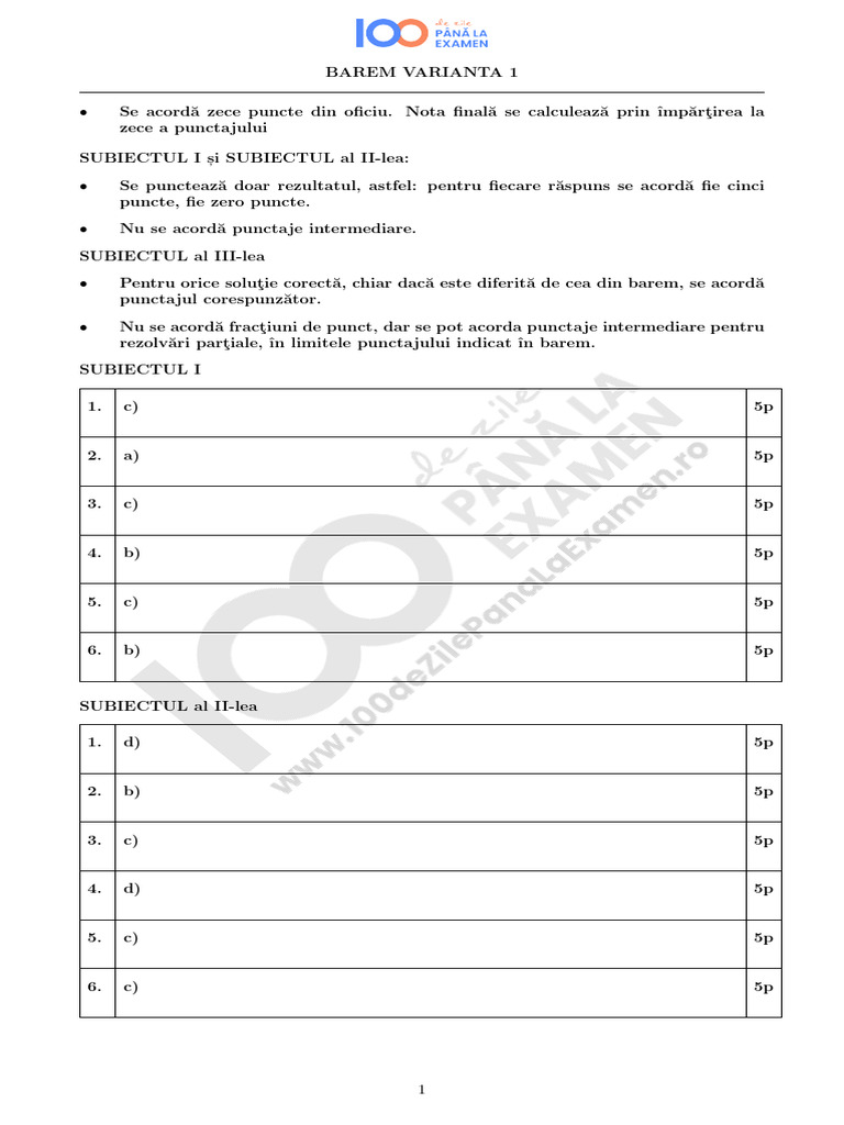 Model Subiecte Matematica Barem | PDF