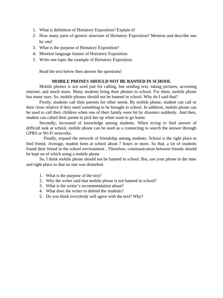 What is definition of hortatory exposition pdf