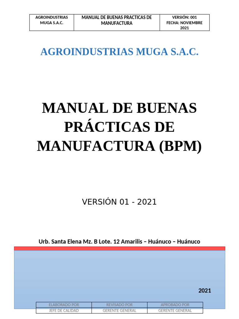 Manuall BPM 2021 - Agroindustrias Muga S.A.C. | PDF