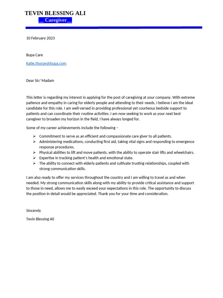 Tevin Cover Letter | PDF