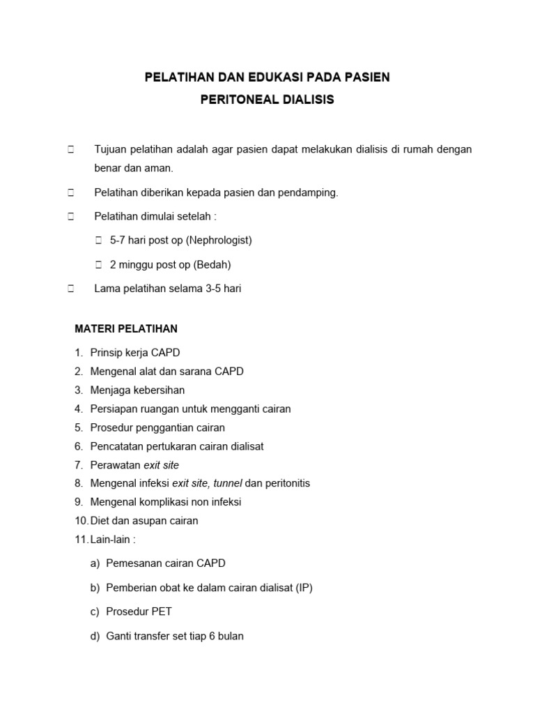 CAPD - Training | PDF