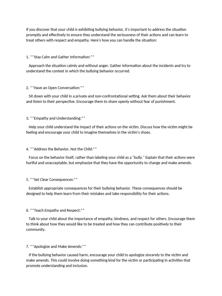 When Your Child Is A Bully | PDF