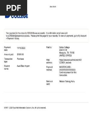 receipt of payment NTA
